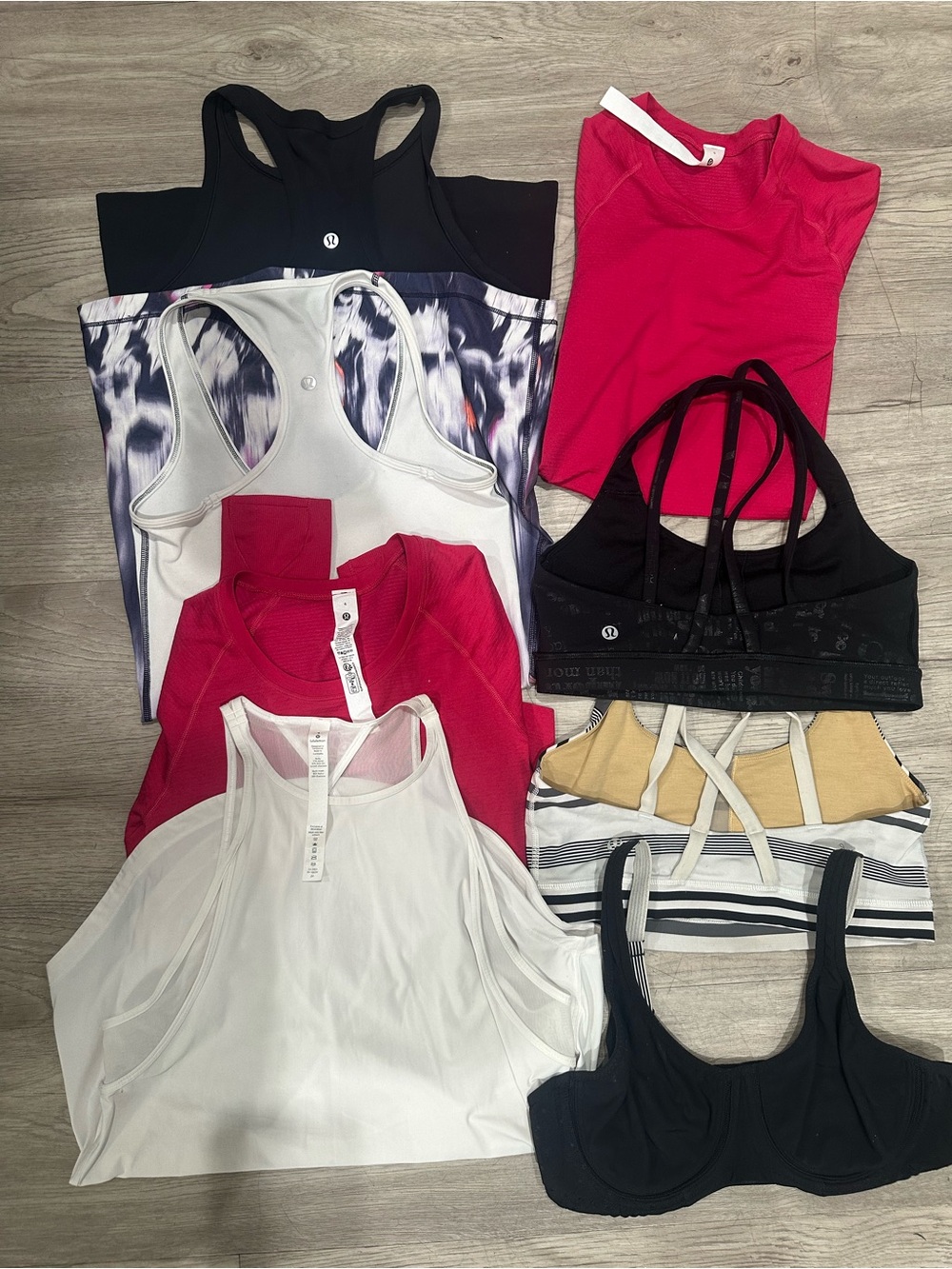 lululemon athletica Tank & Sports Bra Mix - Black, White, Pink, Tan